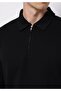 Comfort Fit Polo Neck Plain Men's Black Long Sleeve T-Shirt - 4