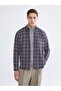 Regular Fit Long Sleeve Plaid Men's Shirt
