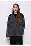 Regular Fit Polo Neck Plain Women's Anthracite T-Shirt