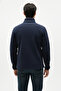 Men's Navy Blue Non-Pilling Mock Neck Standard Full Zip 3-Pocket Men's Fleece Cardigan - 4