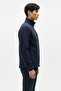 Men's Navy Blue Non-Pilling Mock Neck Standard Full Zip 3-Pocket Men's Fleece Cardigan - 3
