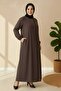 Medina Silk Mevlana Cut Loose Plus Size Ferace with Pockets and Belt - 4