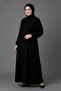 Medina Silk Mevlana Cut Loose Plus Size Ferace with Pockets and Belt - 6