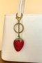 Gold and Red Color Strawberry Figured Stone Detailed Bag Charm/ Keychain