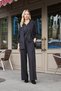 Women's Suede Textured Fabric High Waist Side Pockets Elastic Waist Wide Leg Palazzo Pants - Black