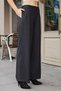 Women's Suede Textured Fabric High Waist Side Pockets Elastic Waist Wide Leg Palazzo Pants - Black - 6