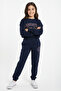 Girls' Navy Blue Manhattan Printed Tracksuit Set - Comfortable and Stylish Sweatshirt & Jogger Pants - 3