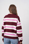 Women's Bone Crew Neck Striped Oversized Knitwear Sweater - 8