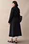 Lined Kaşe Double-Breasted Black Coat - 3