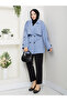 Button Detailed Belted Oversized Trench Coat Rc853107 - 3