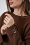 Women's Cuffed Oversized Knitwear Sweater 15981 - Brown - 5