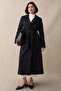 Lined Kaşe Double-Breasted Black Coat