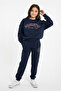 Girls' Navy Blue Manhattan Printed Tracksuit Set - Comfortable and Stylish Sweatshirt & Jogger Pants - 4
