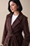Lined Cashmere Double-Breasted Bitter Brown Coat - 2