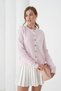 Women's Pink Crew Neck Button Detail Soft Textured Knitwear Cardigan - 3