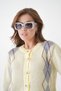 Women's Yellow Crew Neck Button Detail Patterned Knitwear Cardigan - 5