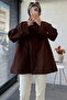 Premium Front Buttoned Oversized Gabardine Coat – Brown - 3