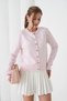 Women's Pink Crew Neck Button Detail Soft Textured Knitwear Cardigan - 4