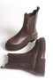 Women's Brown Leather Elastic Thick Sole Boots - 5