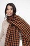 Houndstooth Patterned Wool Winter Scarf - Orange - 7