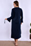 Effortt Navy Maternity and Postpartum Nightgown Set with Robe - 3