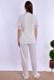 Effortt Ecru Robed Maternity and Postpartum Pajama Set - 6