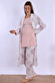 Effortt Powder 100% Cotton Maternity Pajama Set with Dressing Gown - 8