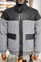 Slim Fit Special Design Fur Collar Belt Detailed Knitwear Gray Coat