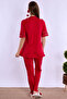 Cotton Comfortable Cut Maternity Pajama Set with Nursing Features Effortt - Cherry - 4