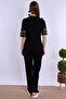 Cotton Comfortable Cut Maternity Pajama Set with Breastfeeding Feature Effortt - Black - 3