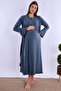 Effortt Indigo Maternity Nightgown Set - 3