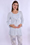 100% Cotton Maternity & Postpartum Pajama Set with Nursing Detail |   Adjustable Waist Effortt - Blue