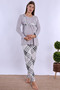 100% Cotton Maternity & Postpartum Pajama Set with Nursing Detail |   Adjustable Waist Effortt - Gray - 7