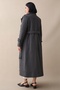 Anthracite Cashmere Coat with Single Flap Pocket and Belt - 3