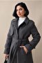 Anthracite Cashmere Coat with Single Flap Pocket and Belt - 2
