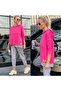 Women's Pink Hooded Hem Detail Trim Reverse Stitching Double Suit - 3
