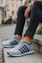 Men's Gray Navy Blue Daily Lace-Up Sneaker Casual Comfortable Soft Soled Comfortable Stylish Sports Shoes - 3