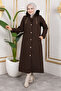 Hooded Chain Detailed Quilted Cap Tsd250162 Bitter Brown