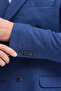 Pompillo Men's Light Navy Blue Double-Breasted Pointed Collar Slim Fit Patterned Sports Blazer Jacket - 7