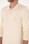 Men's Slim Fit Half Zip Polo Collar Cream Sweater 50308569-Vr256 - 7