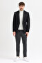 Max Hasır Men's Black Patterned Polyviscose Fabric Slim Fit Sports Blazer Jacket - 4