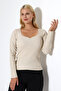 Women's Collar Detail Long Sleeve Knitwear Blouse - 7