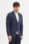 Fileno Men's Burgundy-Navy Blue Thick Mono Collar Slim Fit Blazer Jacket - 7