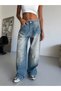 Unisex Loose Baggy Pleated Detail Vintage Jeans - 7