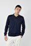 Men's Polo Neck Zippered Mercerized Knitwear