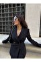 Side Pleated Detail Blazer Jacket and Flared Leg Pants Set – Modern Women's Elegance - 3