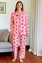 Women's Pajama Set Buttoned All over Fabric Milan Strawberry Patterned - 4