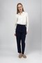 Women's High-Waisted Stretchy/ Stretch Fabric Fabric Carrot Cut Pencil Pants Navy Blue - 3