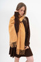 Piped Detail Winter Plain Wool Scarf - Orange - 4