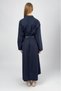 Women's Cotton Belted Midi Length Shirt Dress Navy Blue - 6